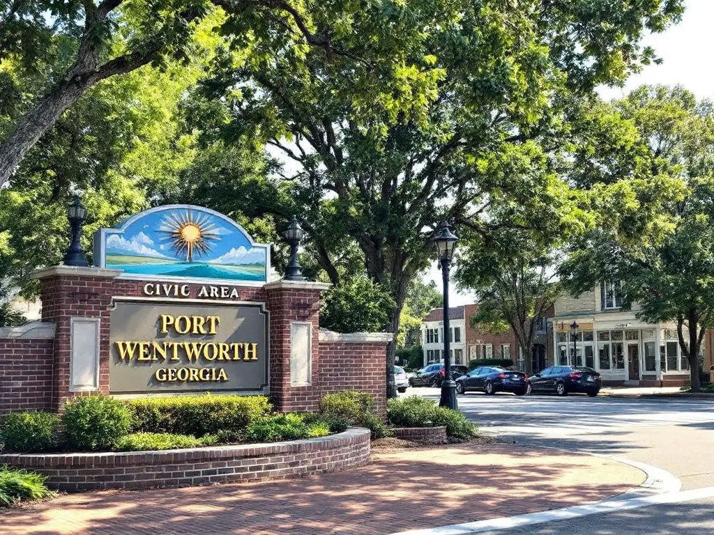 Port Wentworth Georgia civic area and streetscape